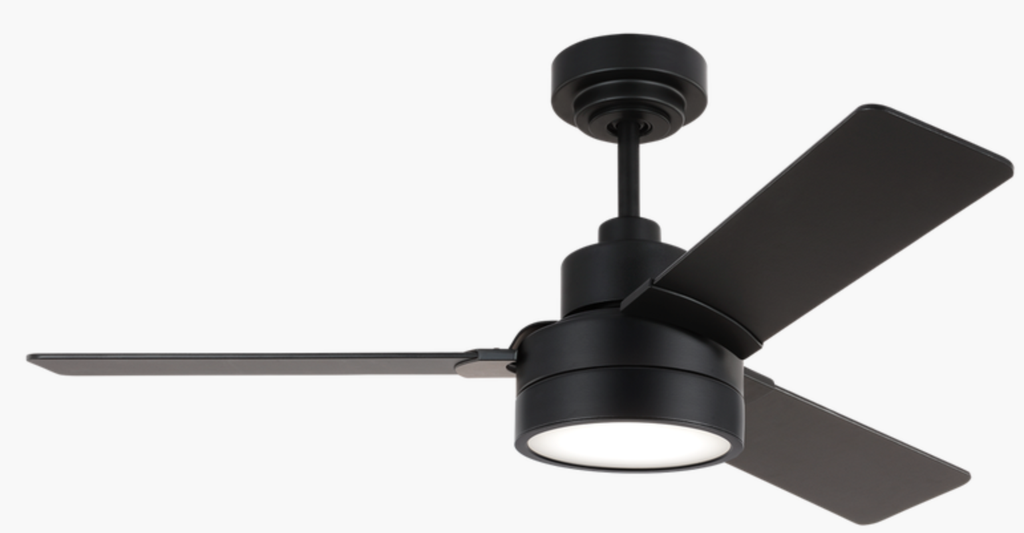 Ventilador Jovie de 44" LED integrado de 18W con cambio de color de temperatura 2700K 3000K 4000K. Con control de pared. Damp location