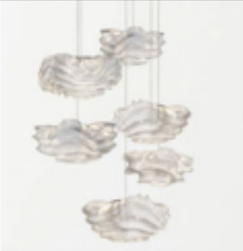 [NE04-6 (NEVO COMPO MEDIUM)] Luminaria decorativa colgante, composición de 6 luminarias (3 pequeñas y 3 medianas), para 12 lamparas base E12