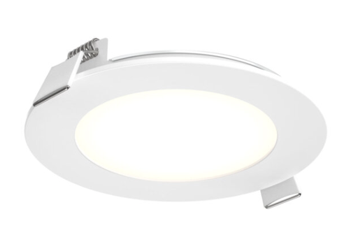 [2004-WH] Luminaria de empotrar en cielo de LED integrado de 4" de 9W, 600lm, 3000K. Dimeable. Damp location